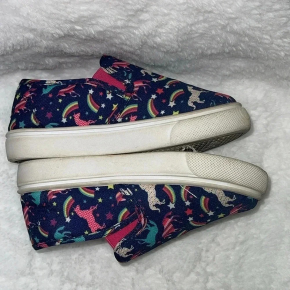 Girl Paris Blue Multicolored Unicorn Slip-On Shoes - Size 10 - Picture 4 of 6